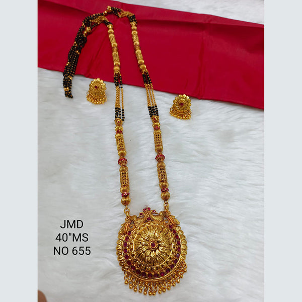 Jai Mata Di Gold Plated Black Beads Mangalsutra Set - 11091025