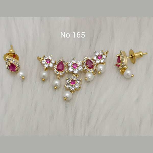Jai Mata Di Ad Stone Gold Plated Pendant Set - 11091047