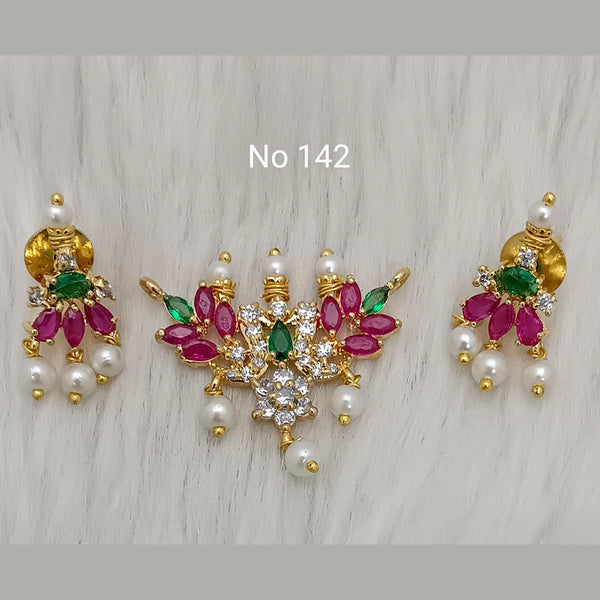 Jai Mata Di Ad Stone Gold Plated Pendant Set - 11091049