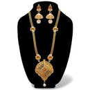 Kriaa Austrian Stone Gold Plated Long Haram Necklace Set - 1109104A