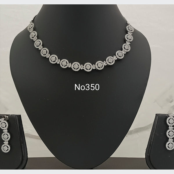Jai Mata Di AD Stone Silver Plated Choker Necklace Set