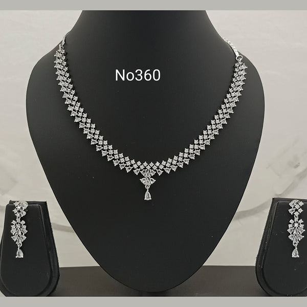 Jai Mata Di AD Stone Silver Plated Choker Necklace Set
