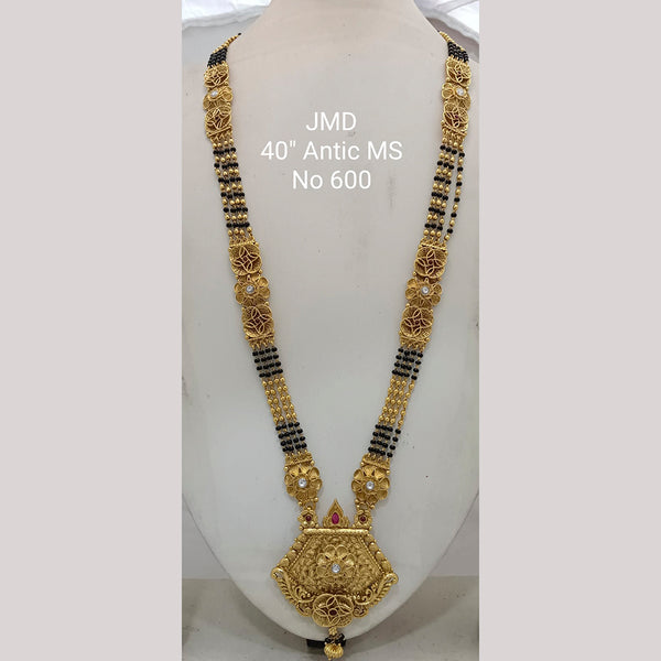 Jai Mata Di Gold Plated Black Beads Mangalsutra