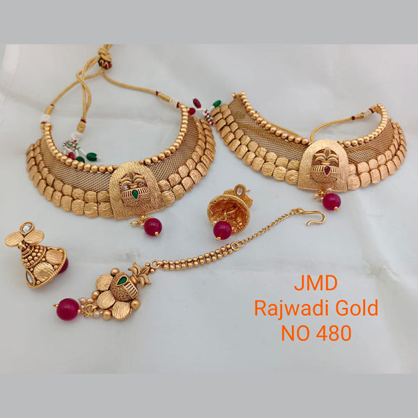 Jai Mata Di Pota Stone Gold Plated Double Necklace set