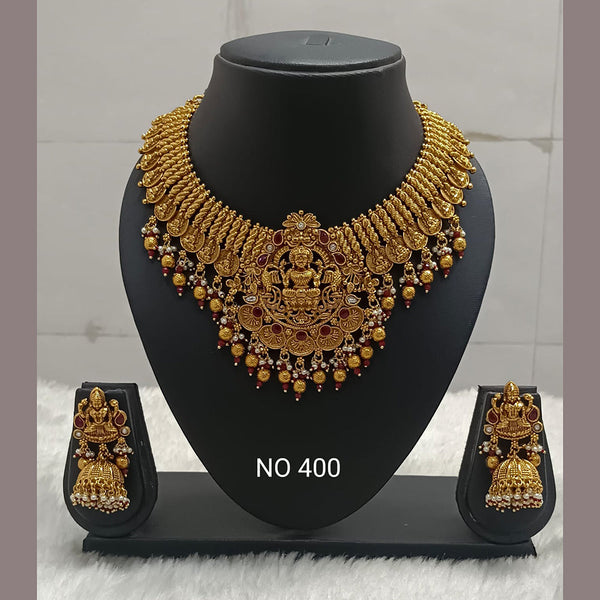 Jai Mata Di Gold Finish Temple Necklace Set