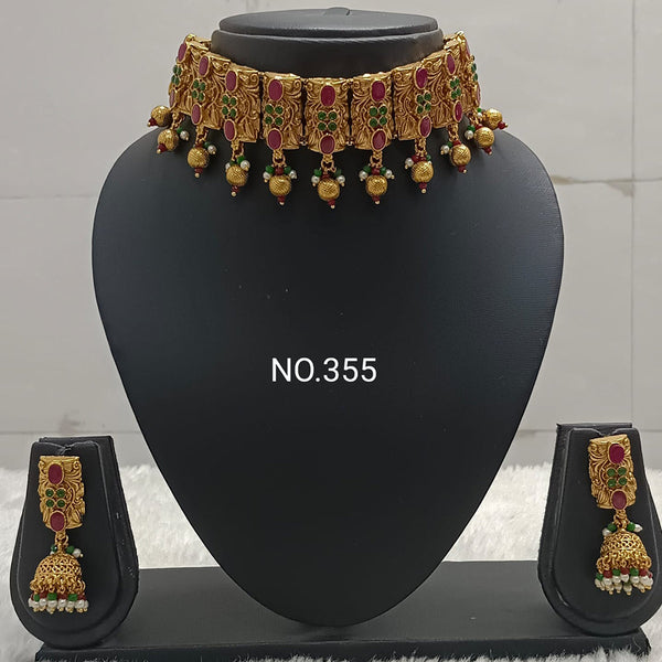 Jai Mata Di Gold Finish Choker Necklace Set