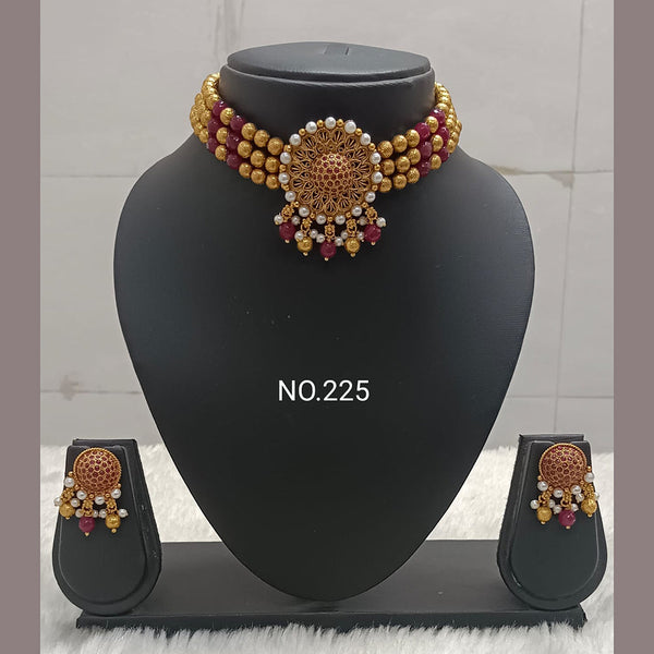 Jai Mata Di Gold Finish Choker Necklace Set