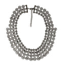 Urthn Black Oxidised Plated Floral Design Statement Necklace - 1109220B