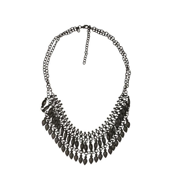 Urthn Black Oxidised Plated Statement Necklace - 1109229B