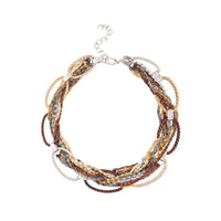 Urthn 3 Tone Plated Multi Chain Statement Necklace - 1109234