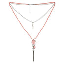 Urthn Pink Beads Gold Plated Double Chain Necklace - 1109406A