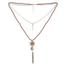 Urthn Brown Beads Gold Plated Double Chain Necklace - 1109406C