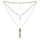 Urthn White Beads Gold Plated Double Chain Necklace - 1109408A