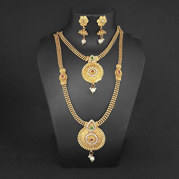 Utkrishtt Gold Plated Austrian Stone Double Necklace Set - 1109839