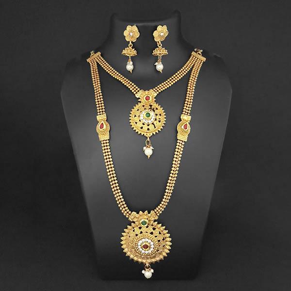 Utkrishtt Gold Plated Austrian Stone Double Necklace Set - 1109840