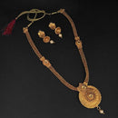 Kriaa Gold Plated Brown Kundan Haram Necklace Set - 1109843