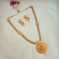Kriaa Brown Gold Plated Kundan Haram Necklace Set - 1109844