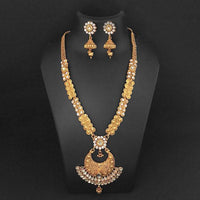 Kriaa White Austrian Stone And Kundan Necklace Set - 1109846B