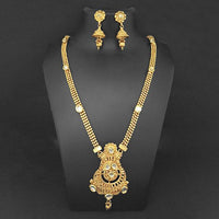 Kriaa Gold Plated White Kundan Necklace Set - 1109851B