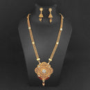 Kriaa Gold Plated White Austrian Stone And Kundan Necklace Set - 1109855B