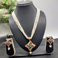 Kavita Art Gold Plated Pota and Pearls Long Necklace Set