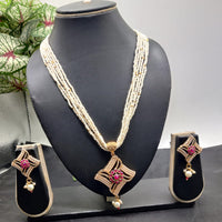 Kavita Art Gold Plated Pota and Pearls Long Necklace Set