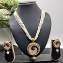 Kavita Art Gold Plated Pota and Pearls Long Necklace Set