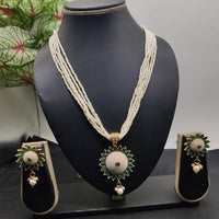 Kavita Art Gold Plated Pota and Pearls Long Necklace Set