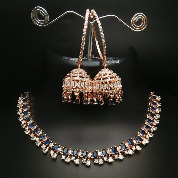 Kavita Art Rose Gold Plated AD Stone Necklace Set