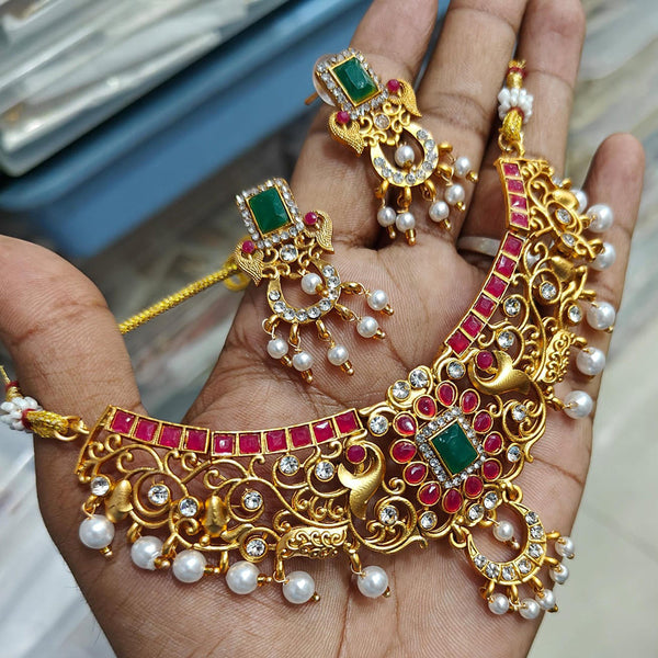 Kavita Art Gold Plated Pota Choker Necklace Set
