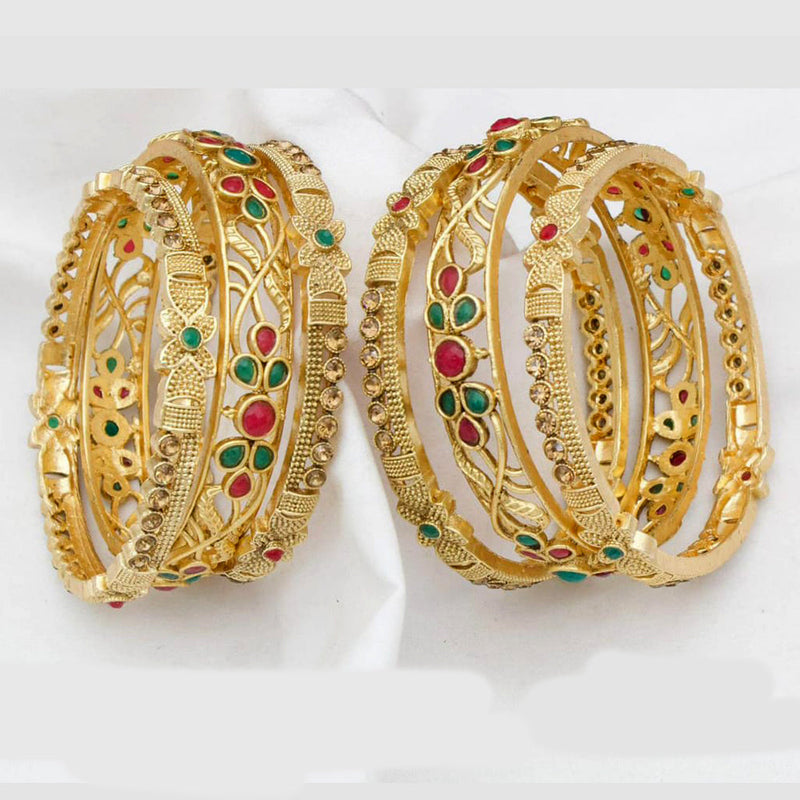 Kavita Art Gold Plated Pota Stone Bangles Set