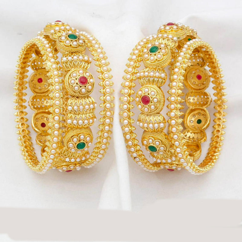 Kavita Art Gold Plated Pota Stone Bangles Set