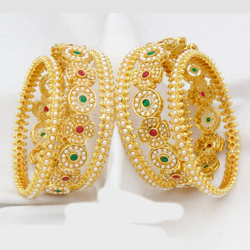 Kavita Art Gold Plated Pota Stone Bangles Set