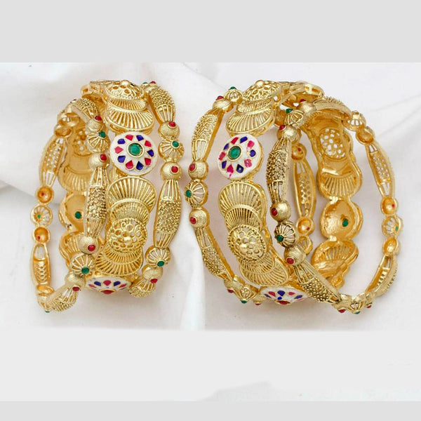 Kavita Art Gold Plated Pota Stone Bangles Set