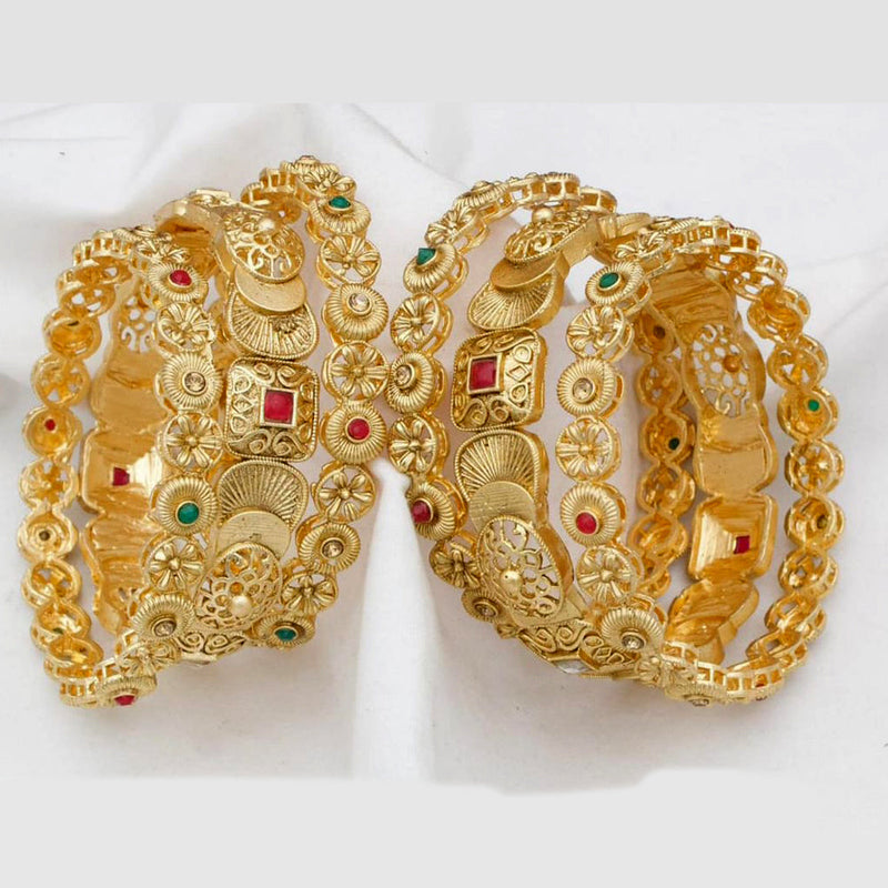Kavita Art Gold Plated Pota Stone Bangles Set