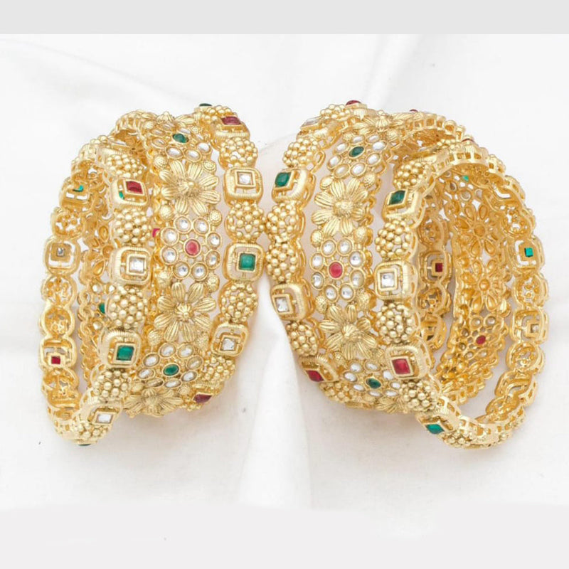 Kavita Art Gold Plated Pota Stone Bangles Set