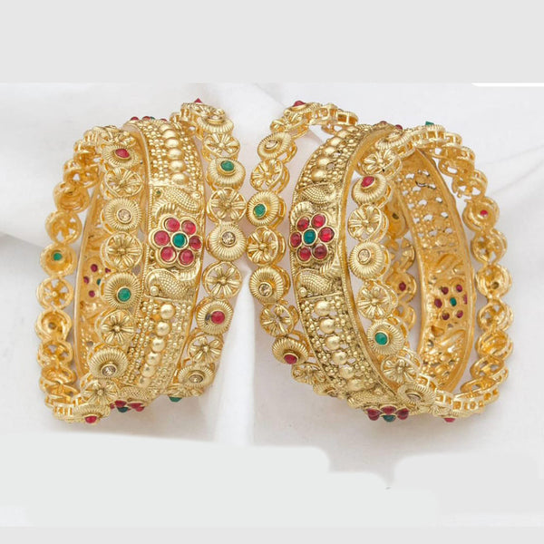 Kavita Art Gold Plated Pota Stone Bangles Set