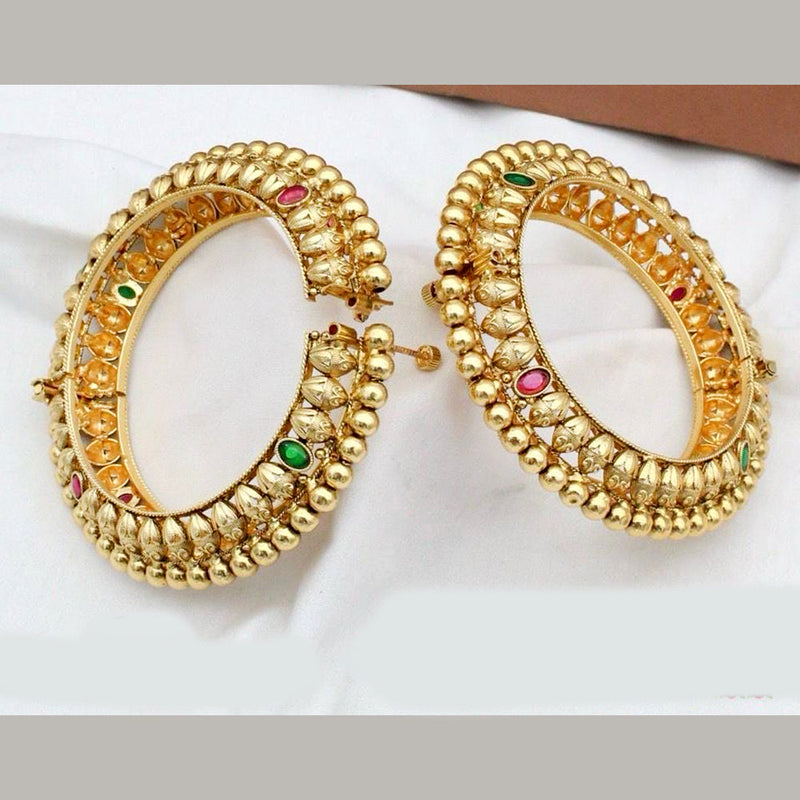 Kavita Art Gold Plated Pota Stone Openable Bangles Set