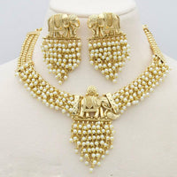 Kavita Art Gold Plated Elephant And Pearl Necklace Set