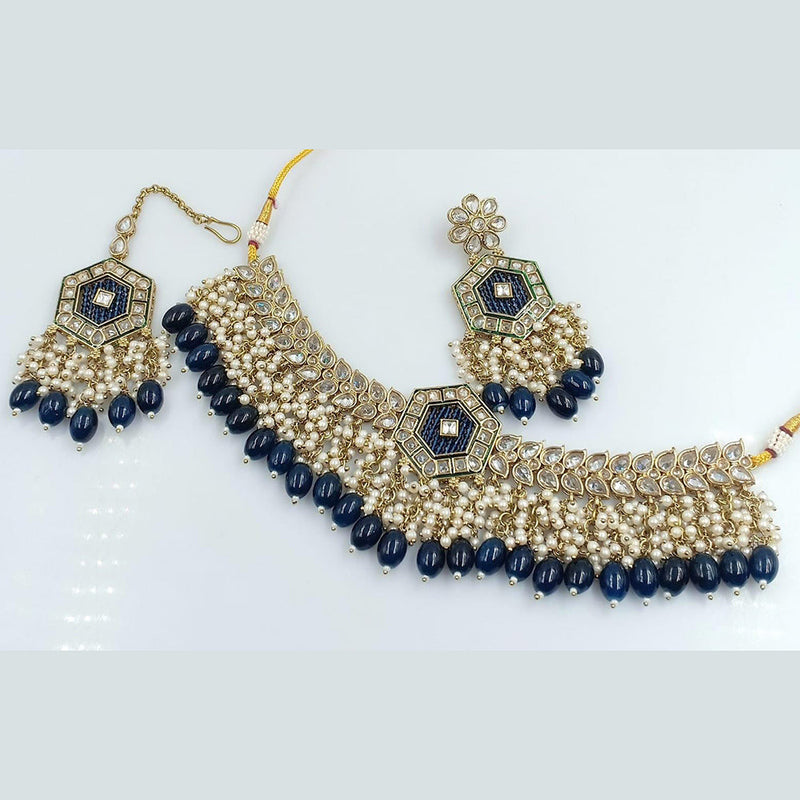 Kavita Art Gold Plated Crystal Stone And Pearl Necklace Set