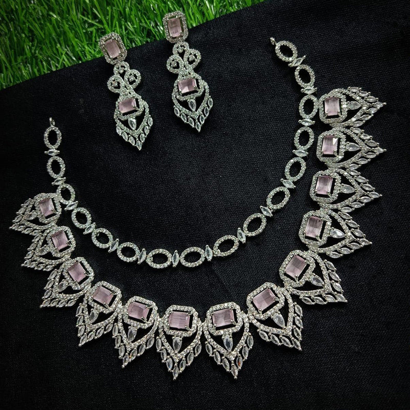 Kavita Art Silver Plated AD Necklace Set