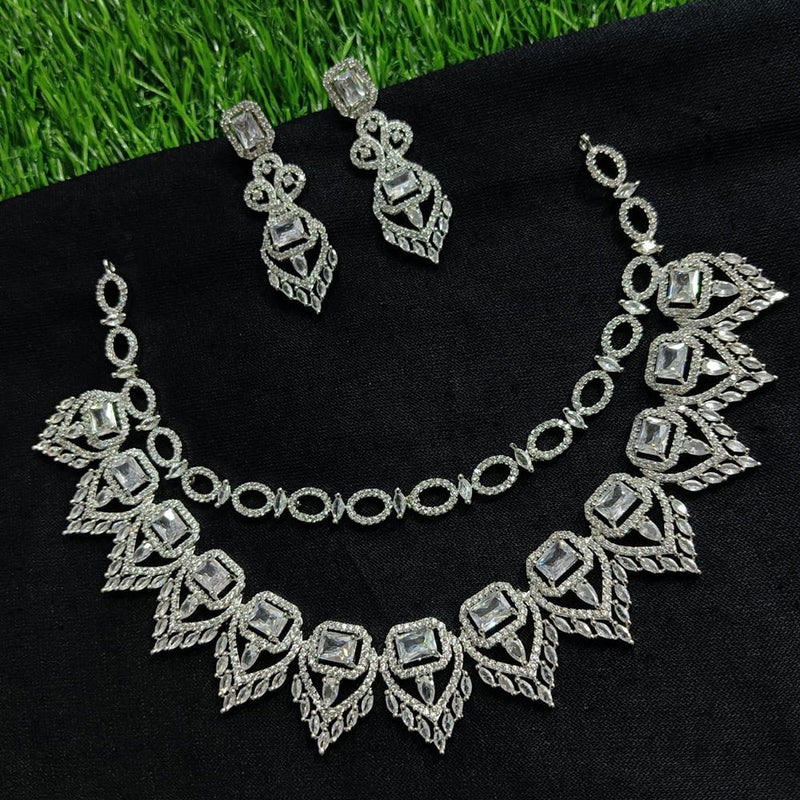 Kavita Art Silver Plated AD Necklace Set