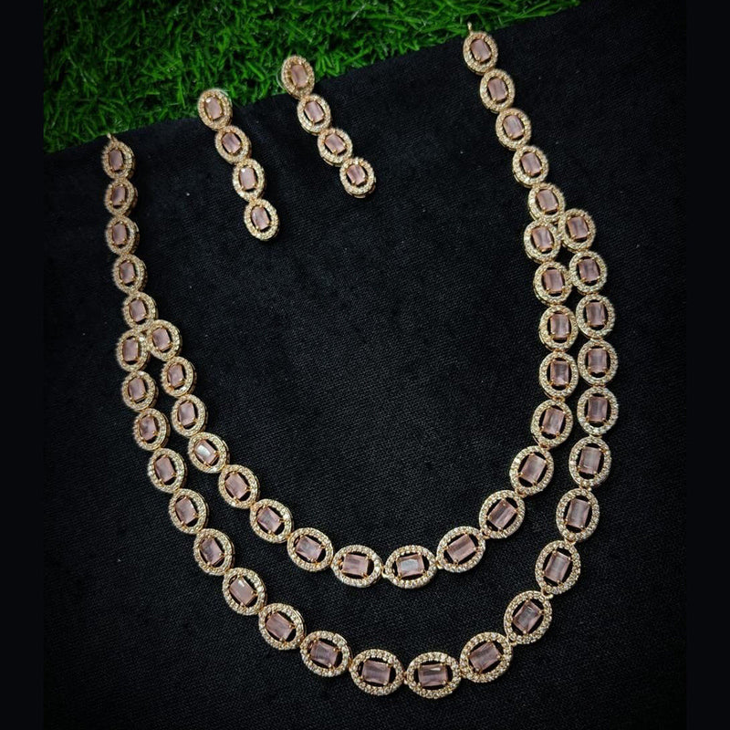 Kavita Art Rose Gold Plated AD Necklace Set