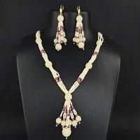 Kriaa Gold Plated Grey Beads And Pearl Neckace Set - 1110312A