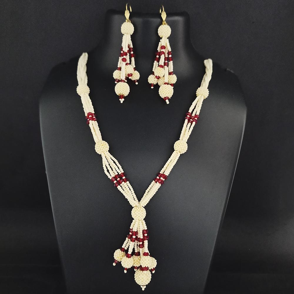 Kriaa Gold Plated Grey Beads And Pearl Neckace Set - 1110312A