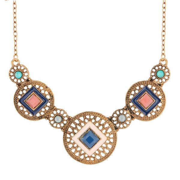 Urthn Stone Antique Gold Plated  Statement Necklace - 1110738B