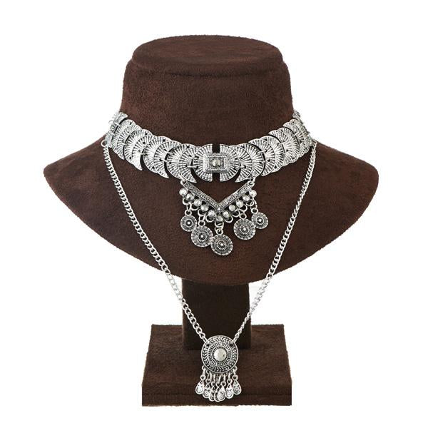 Urthn Rhodium Plated Statement Necklace - 1110754B