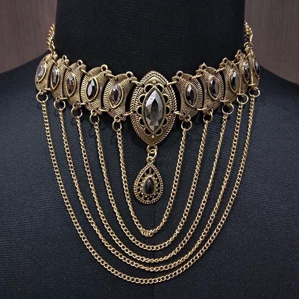 Urthn Stone Antique Gold Plated Statement Necklace - 1110757A