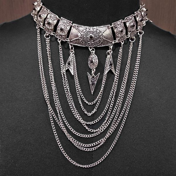 Urthn Stone Rhodium Plated Statement Necklace - 1110758B