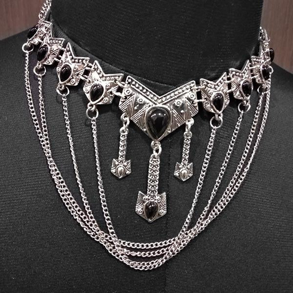 Urthn Stone Rhodium Plated Statement Necklace - 1110760B